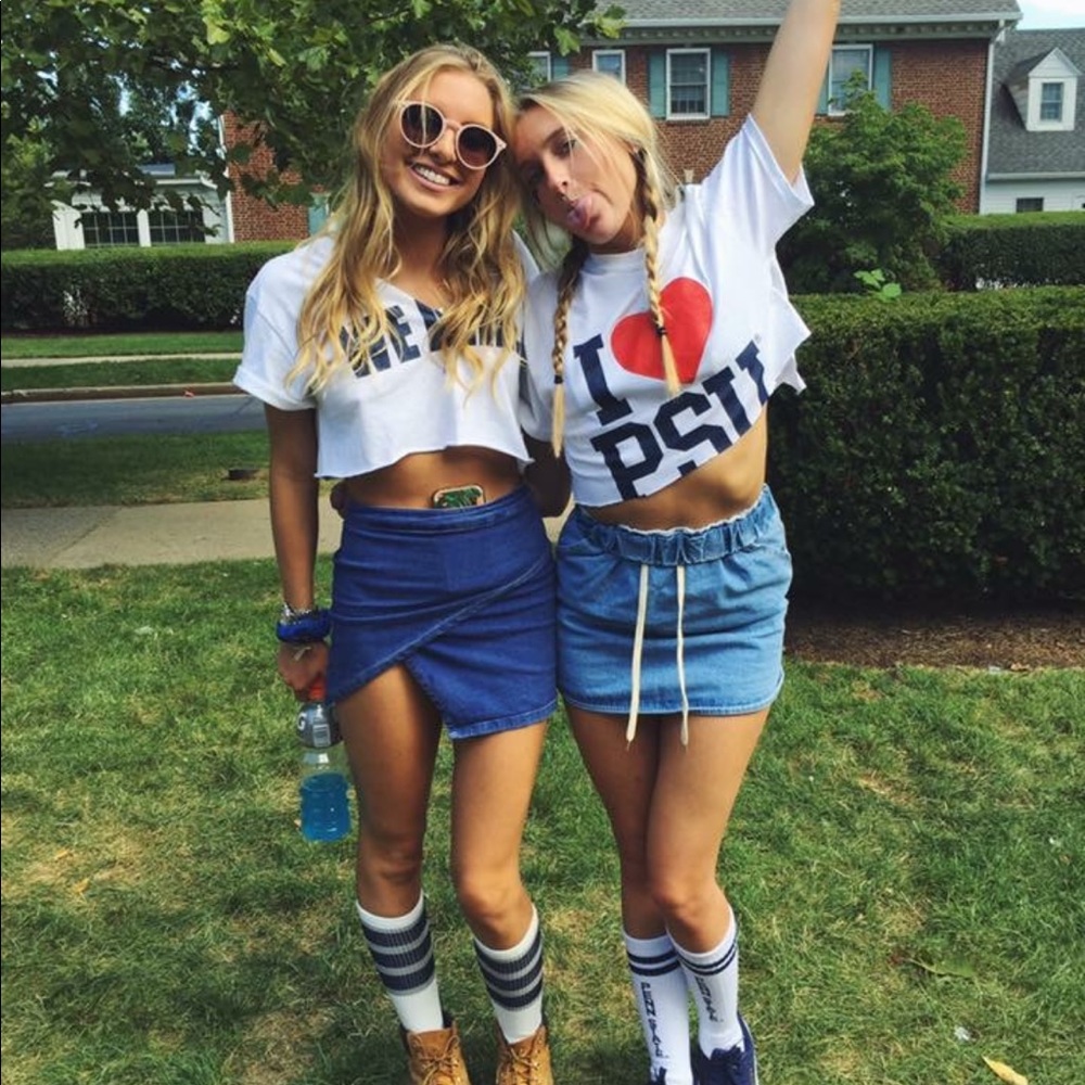 Blue denim mini skirt